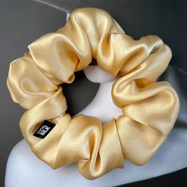 Ladies Mulberry Silk Hair Scrunchie 3-5cm-b-champagne by HitMyNeed