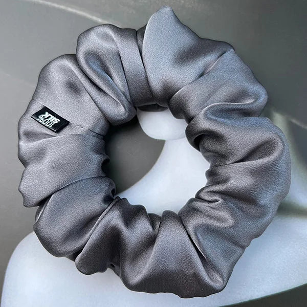 Ladies Mulberry Silk Hair Scrunchie 3-5cm-b-charcoal by HitMyNeed
