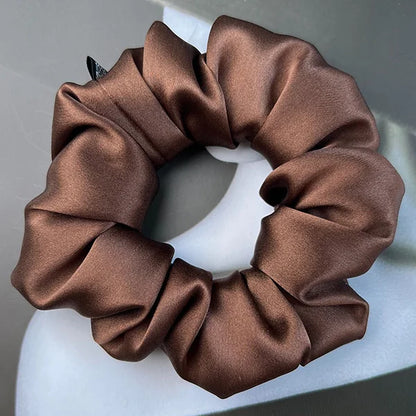 Ladies Mulberry Silk Hair Scrunchie 3-5cm-b-coffee by HitMyNeed