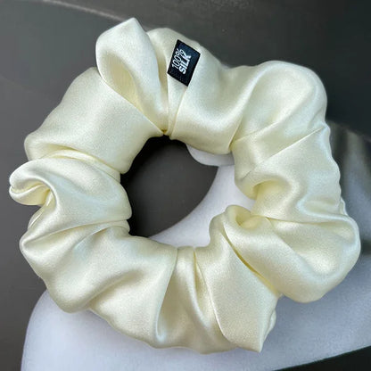 Ladies Mulberry Silk Hair Scrunchie 3-5cm-b-ivory by HitMyNeed