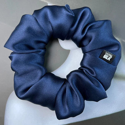 Ladies Mulberry Silk Hair Scrunchie 3-5cm-b-navy by HitMyNeed