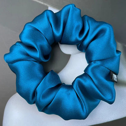 Ladies Mulberry Silk Hair Scrunchie 3-5cm-b-peacock-blue by HitMyNeed