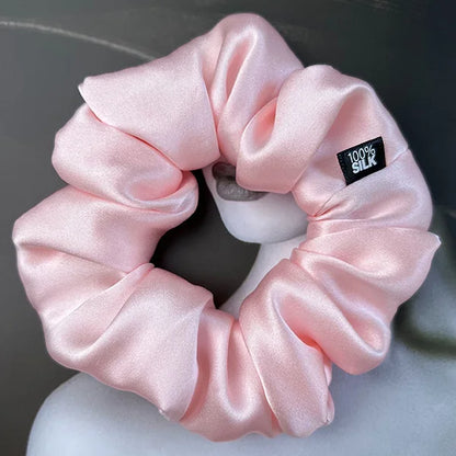 Ladies Mulberry Silk Hair Scrunchie 3-5cm-b-pink by HitMyNeed