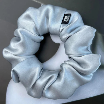 Ladies Mulberry Silk Hair Scrunchie 3-5cm-b-silver by HitMyNeed