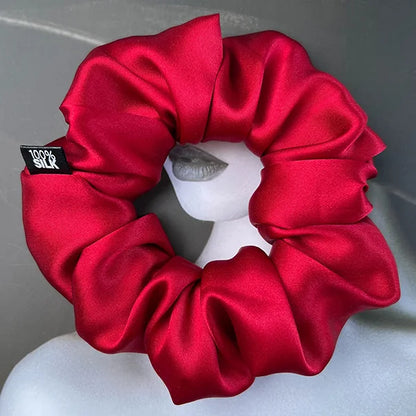 Ladies Mulberry Silk Hair Scrunchie 3-5cm-b-wine-red by HitMyNeed