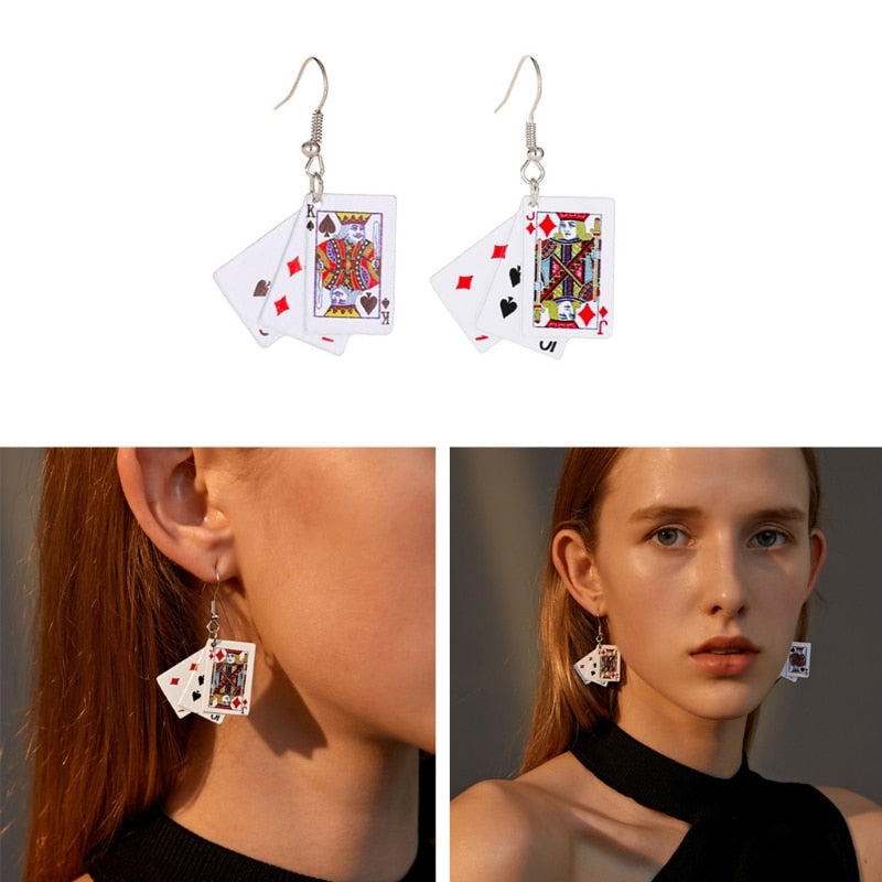 Ladies Playing Card Dangle Earrings by HitMyNeed