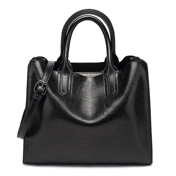 Ladies PU Leather Shoulder Bag for Everyday Use black by HitMyNeed