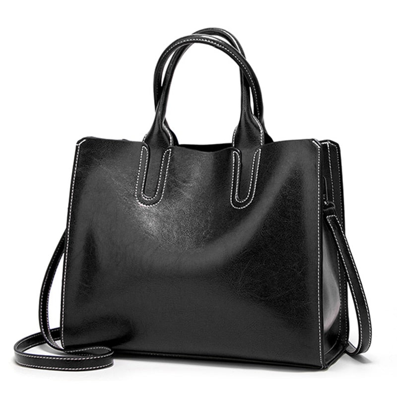 Ladies PU Leather Shoulder Bag for Everyday Use black-a by HitMyNeed