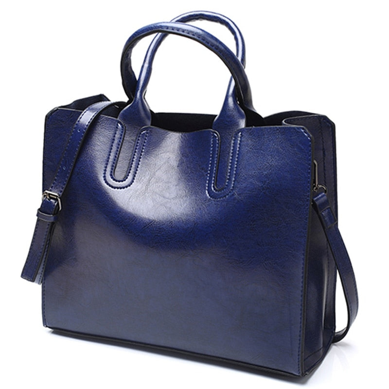 Ladies PU Leather Shoulder Bag for Everyday Use blue by HitMyNeed