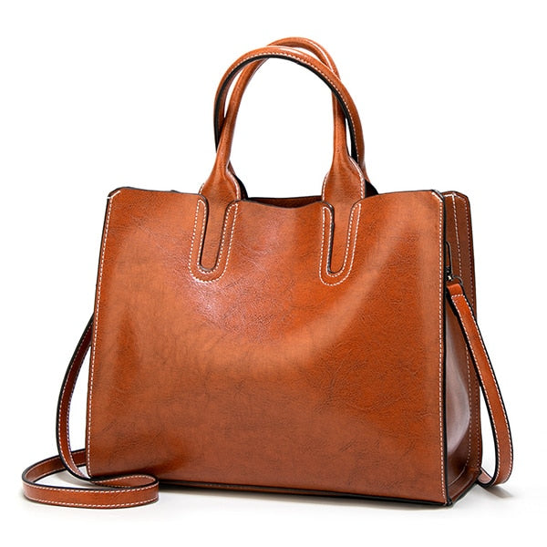 Ladies PU Leather Shoulder Bag for Everyday Use brown-a by HitMyNeed