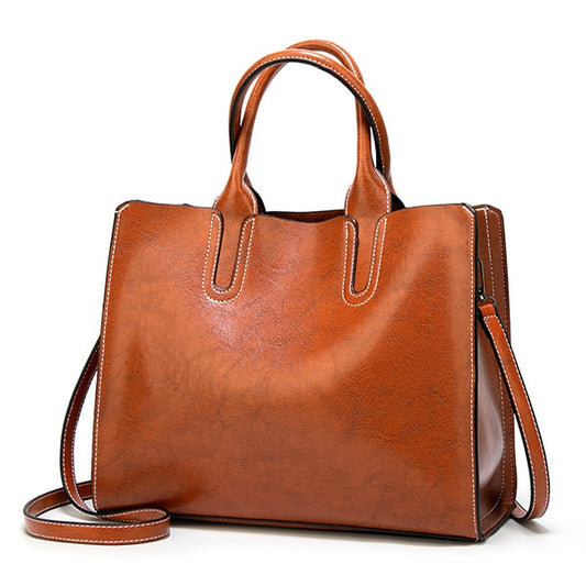 Ladies PU Leather Shoulder Bag for Everyday Use brown-a by HitMyNeed
