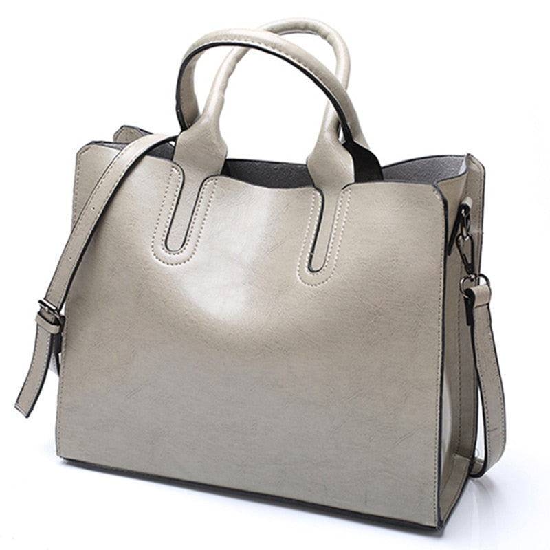 Ladies PU Leather Shoulder Bag for Everyday Use gray by HitMyNeed