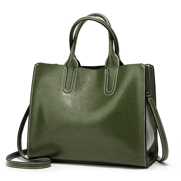 Ladies PU Leather Shoulder Bag for Everyday Use green-a by HitMyNeed