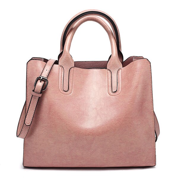 Ladies PU Leather Shoulder Bag for Everyday Use pink by HitMyNeed