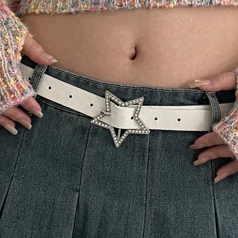 Ladies PU Leather Star Belt with Rhinestones by HitMyNeed
