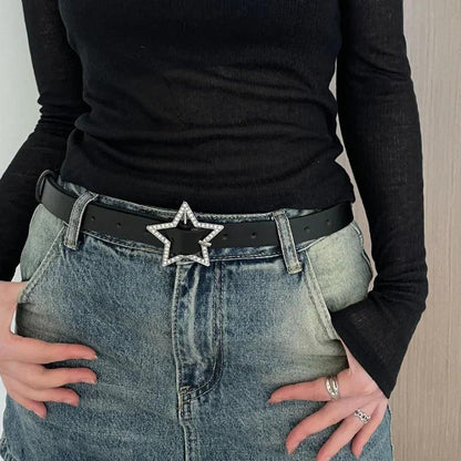 Ladies PU Leather Star Belt with Rhinestones by HitMyNeed