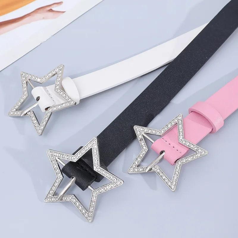 Ladies PU Leather Star Belt with Rhinestones by HitMyNeed