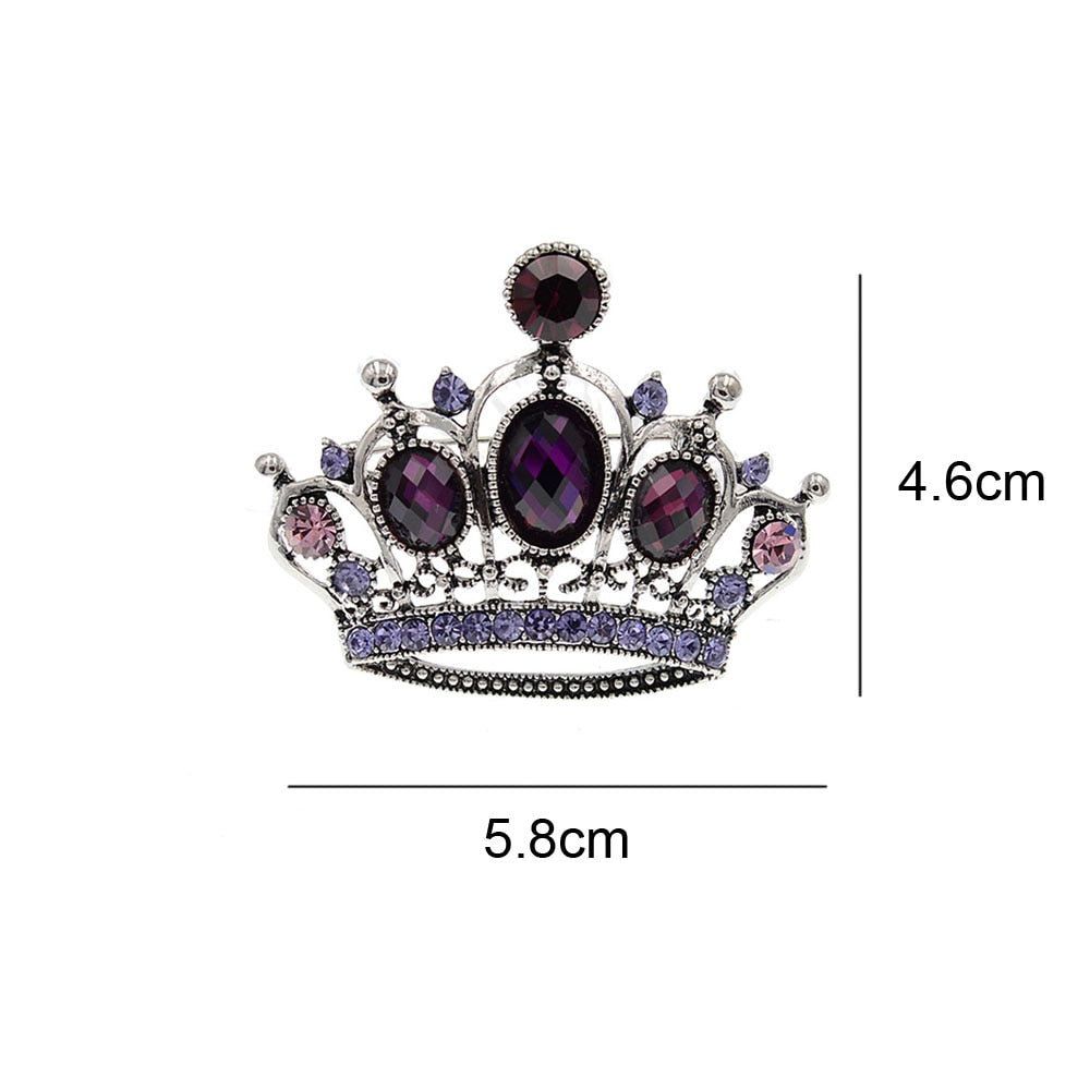 Ladies Rhinestone Crown Brooch Pin by HitMyNeed