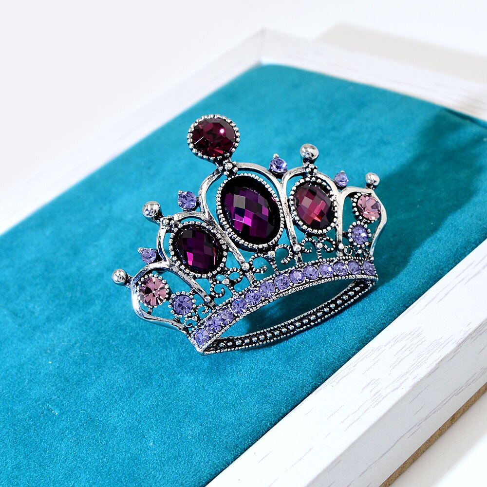 Ladies Rhinestone Crown Brooch Pin by HitMyNeed