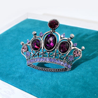Ladies Rhinestone Crown Brooch Pin by HitMyNeed