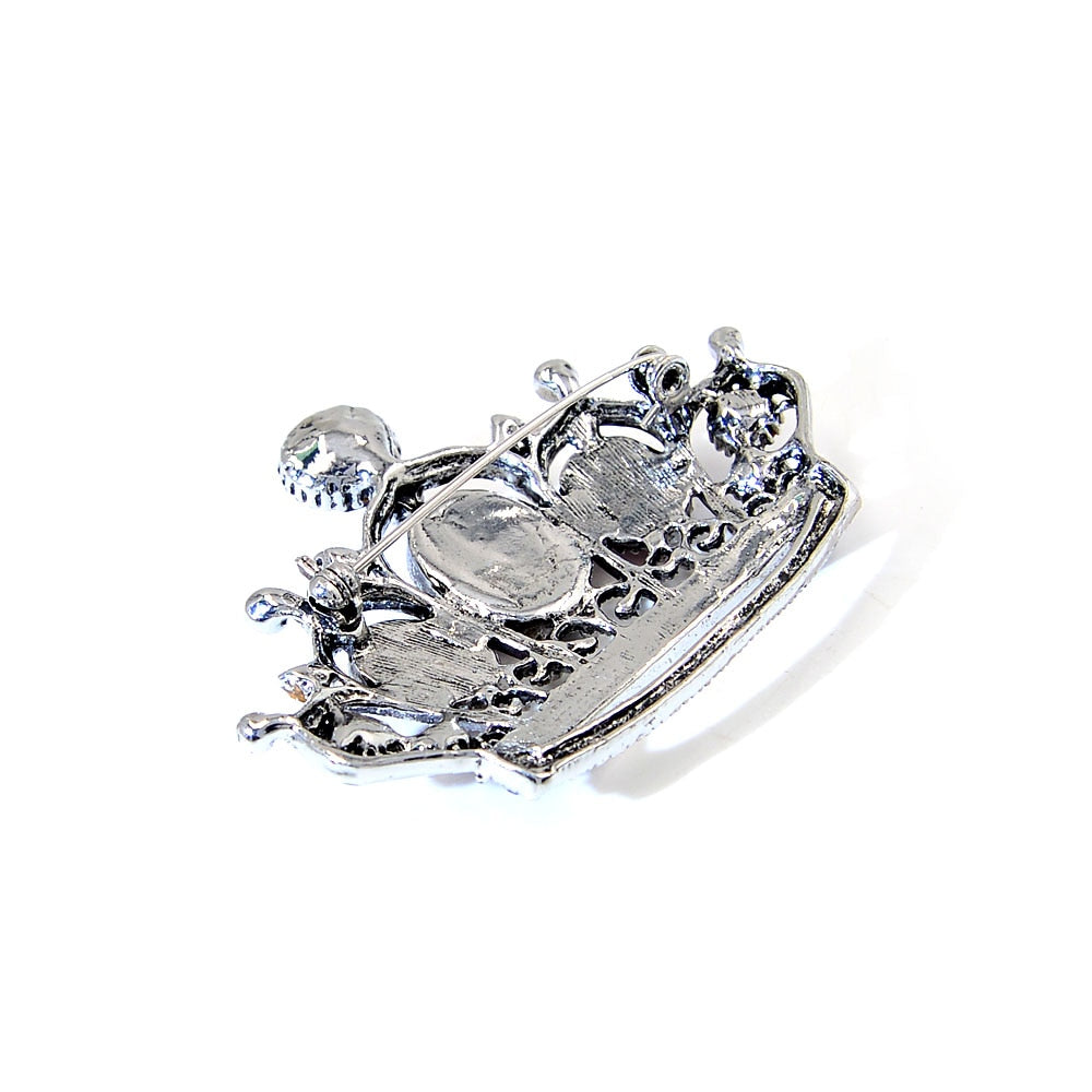 Ladies Rhinestone Crown Brooch Pin by HitMyNeed