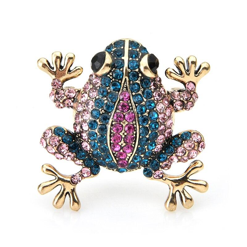 Ladies Sparkling Frog Brooch Pin with Rhinestones by HitMyNeed