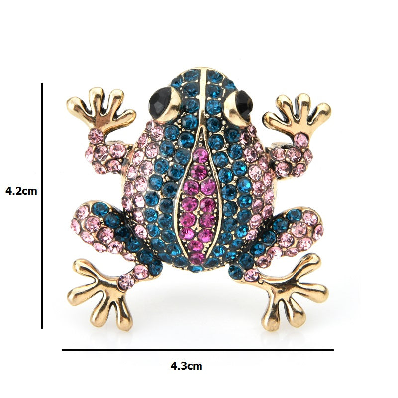 Ladies Sparkling Frog Brooch Pin with Rhinestones by HitMyNeed