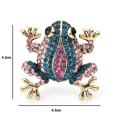 Ladies Sparkling Frog Brooch Pin with Rhinestones by HitMyNeed