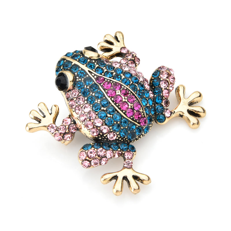 Ladies Sparkling Frog Brooch Pin with Rhinestones by HitMyNeed