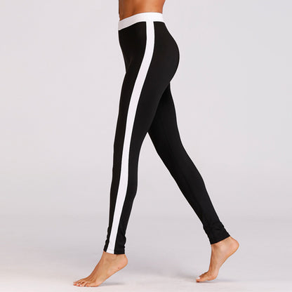 Ladies Sports Leggings with White Side Stripe by HitMyNeed