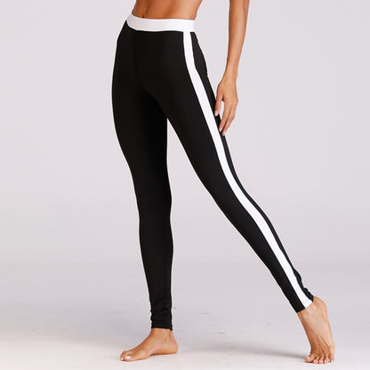 Ladies Sports Leggings with White Side Stripe by HitMyNeed