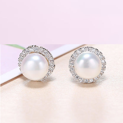 Ladies Sterling Silver Freshwater Pearl Stud Earrings by HitMyNeed