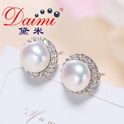 Ladies Sterling Silver Freshwater Pearl Stud Earrings by HitMyNeed