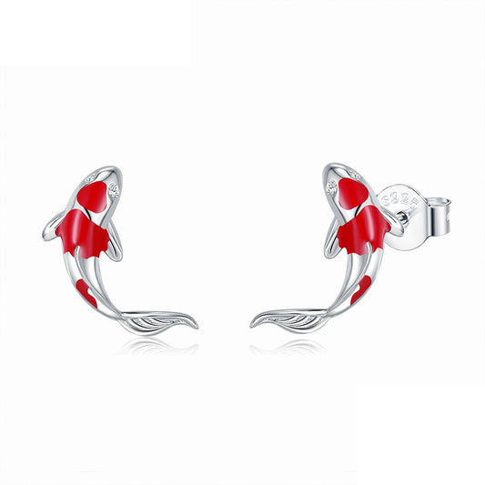 Ladies Sterling Silver Lucky Koi Fish Earrings by HitMyNeed