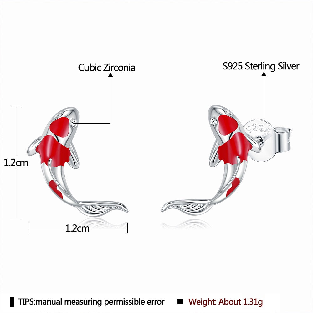 Ladies Sterling Silver Lucky Koi Fish Earrings by HitMyNeed