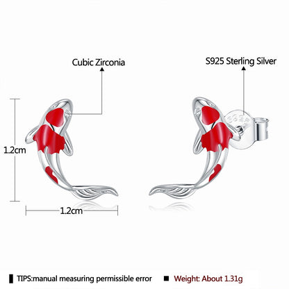 Ladies Sterling Silver Lucky Koi Fish Earrings by HitMyNeed