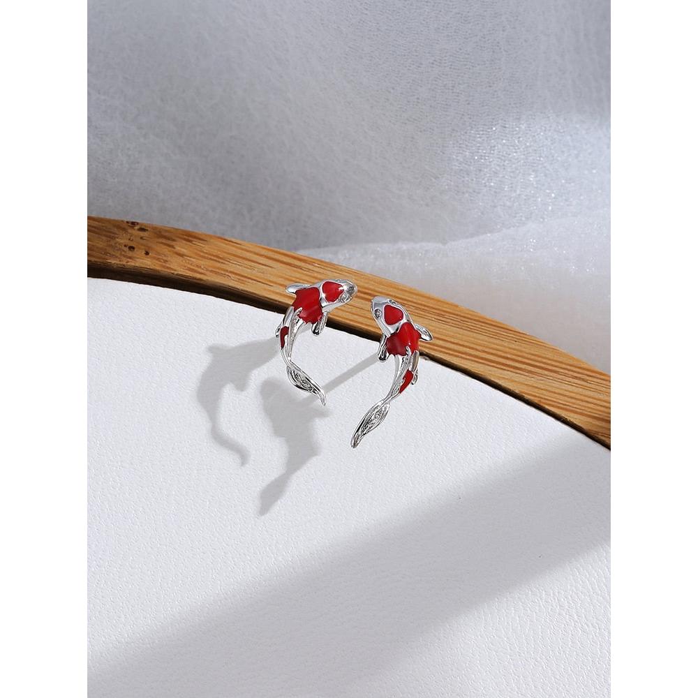 Ladies Sterling Silver Lucky Koi Fish Earrings by HitMyNeed