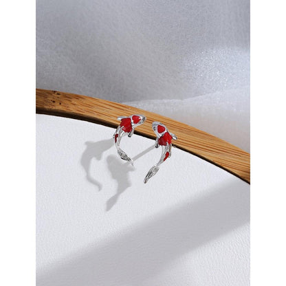 Ladies Sterling Silver Lucky Koi Fish Earrings by HitMyNeed