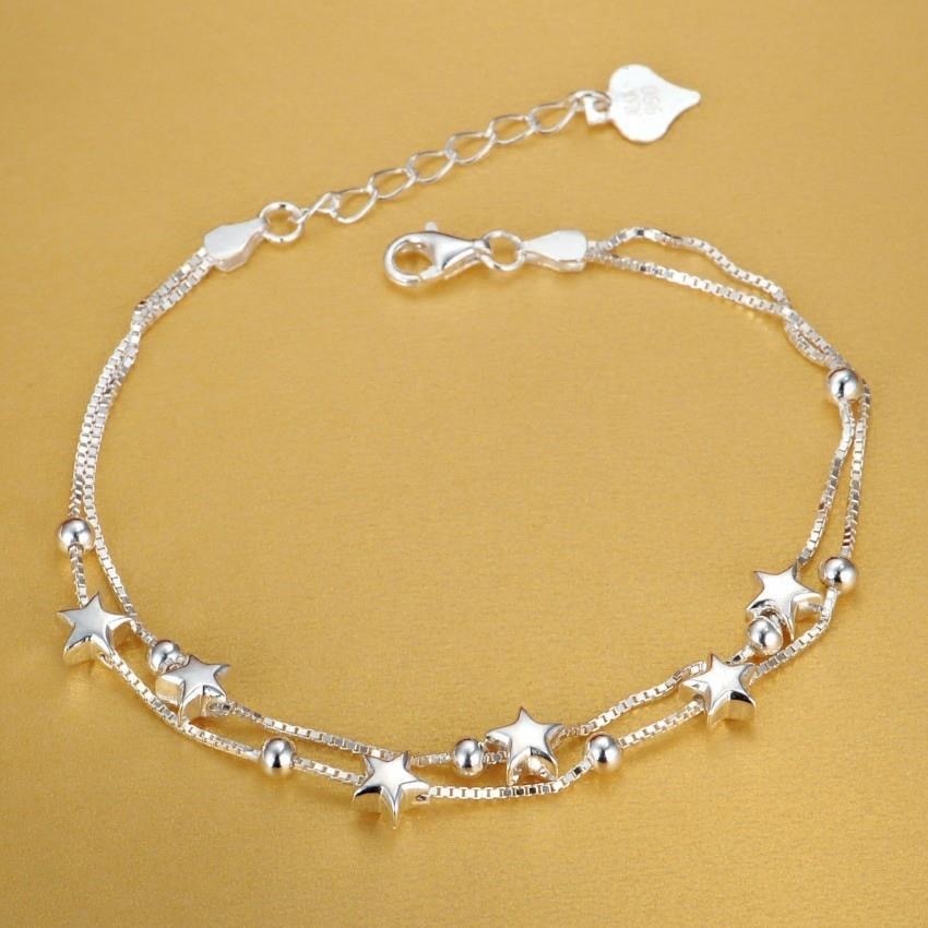 Ladies Sterling Silver Star Bracelet Adjustable 17-21cm by HitMyNeed