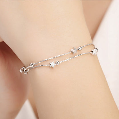 Ladies Sterling Silver Star Bracelet Adjustable 17-21cm by HitMyNeed