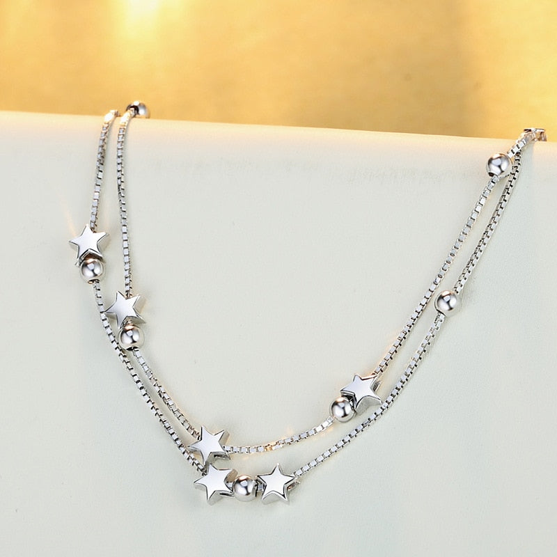 Ladies Sterling Silver Star Bracelet Adjustable 17-21cm by HitMyNeed