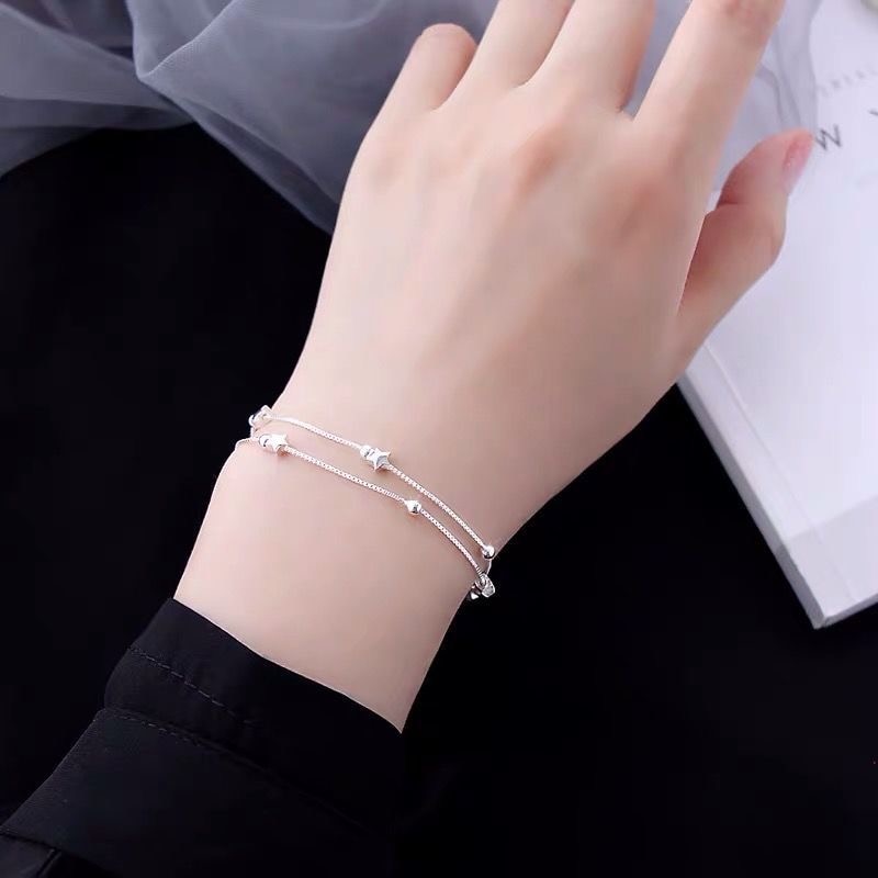 Ladies Sterling Silver Star Bracelet Adjustable 17-21cm by HitMyNeed