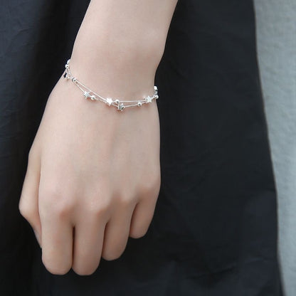 Ladies Sterling Silver Star Bracelet Adjustable 17-21cm by HitMyNeed