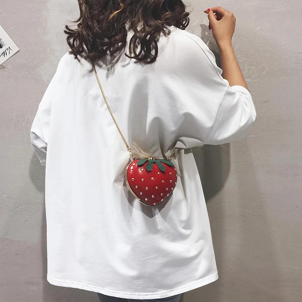 Ladies Strawberry Crossbody Bag with Chain Strap by HitMyNeed