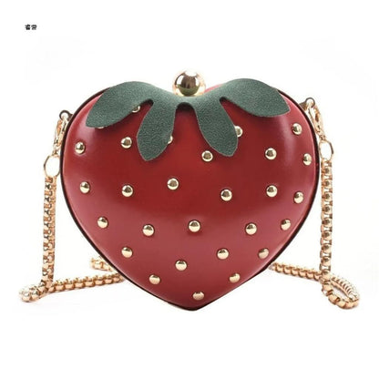 Ladies Strawberry Crossbody Bag with Chain Strap red by HitMyNeed
