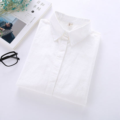 Ladies White Long Sleeve Cotton Blouse 1 xxl by HitMyNeed
