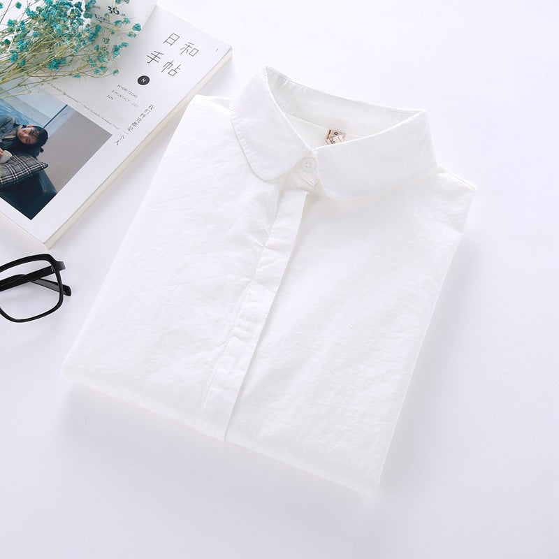 Ladies White Long Sleeve Cotton Blouse 2 m by HitMyNeed