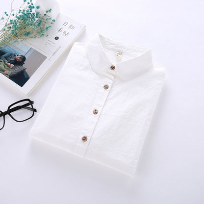 Ladies White Long Sleeve Cotton Blouse 3 xxl by HitMyNeed