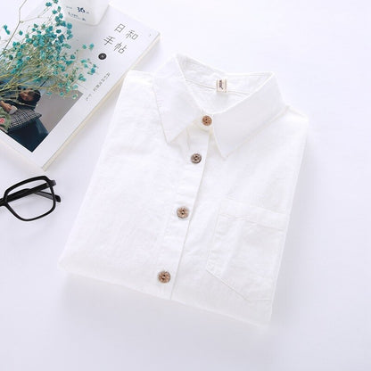Ladies White Long Sleeve Cotton Blouse 4 xxl by HitMyNeed