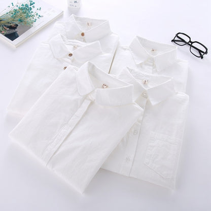 Ladies White Long Sleeve Cotton Blouse by HitMyNeed